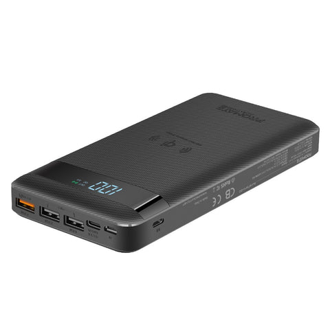 10W Qi Fast Wireless 20000mAh Power Bank with USB-C™ 18W Power Delivery and QC3.0
