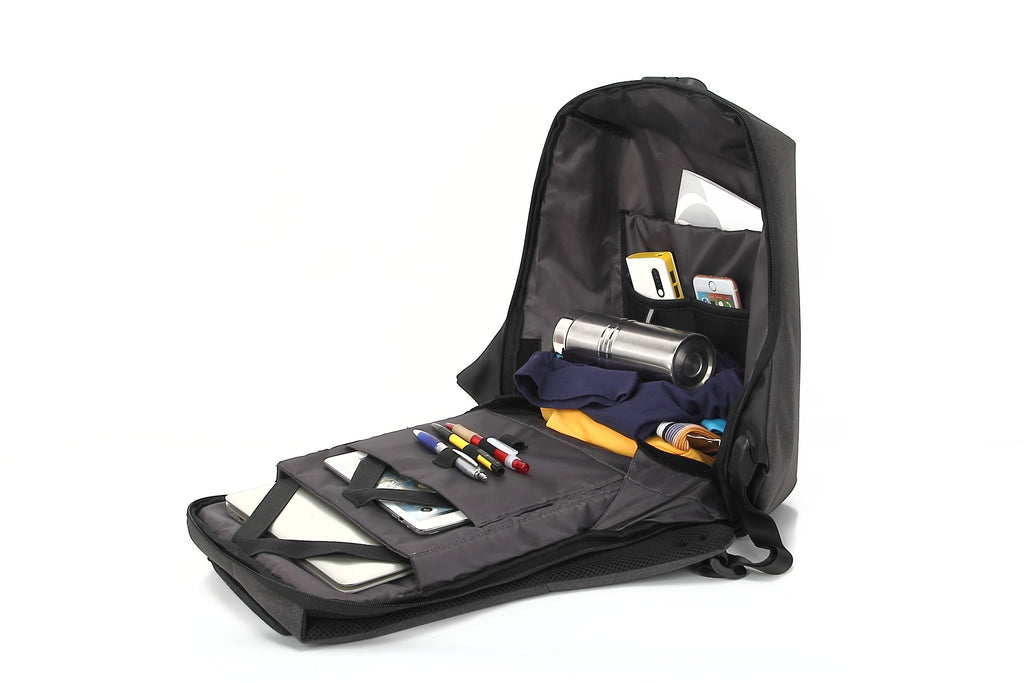 backpack bag leather black Black Grained Leather Backpack