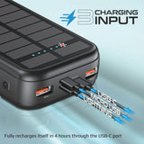 Promate SolarTank-20PDCi Solar Power Bank with 20000mAh with USB-C & Lightning Cable