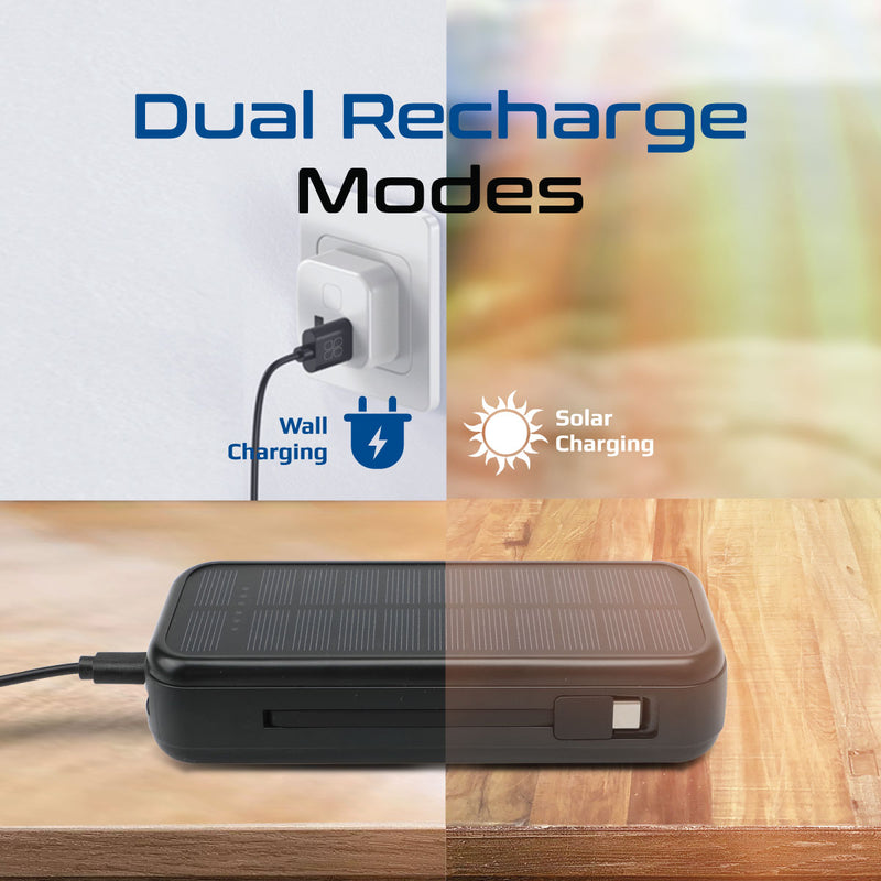 Promate SolarTank-20PDCi Solar Power Bank with 20000mAh with USB-C & Lightning Cable