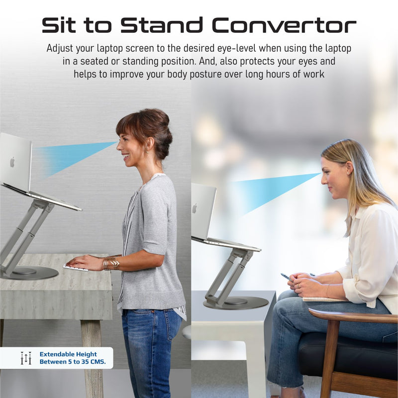 Promate Deskmate-6 Adjustable Laptop Stand with Aluminum Design and Extendable Height
