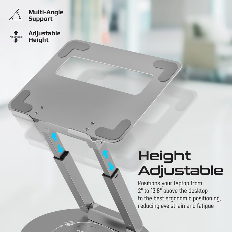 Promate Deskmate-6 Adjustable Laptop Stand with Aluminum Design and Extendable Height