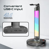 Multifunctional RGB Headset Stand with 15W Wireless Charger & USB Hub