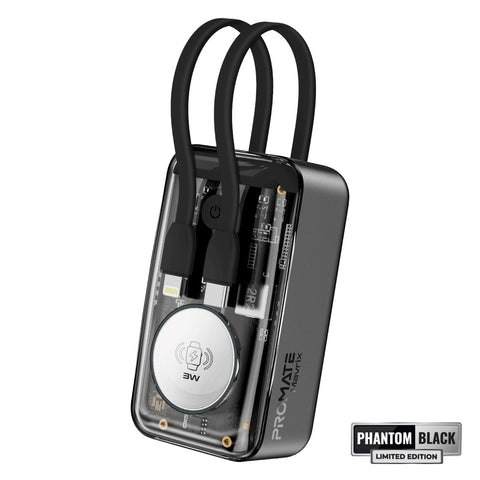 35W Transparent Smartphone and Apple Watch Charging Power Bank with USB-C & Lightning Cable