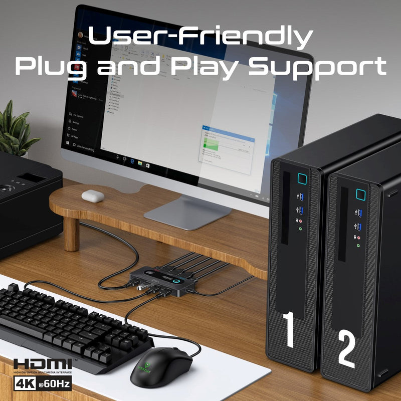 4K@60Hz KVM Switch with USB 3.0 Expansion