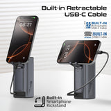 Ultra Compact 130W Multi-Port Power Bank with Retractable USB-C Cable & TFT LCD Screen