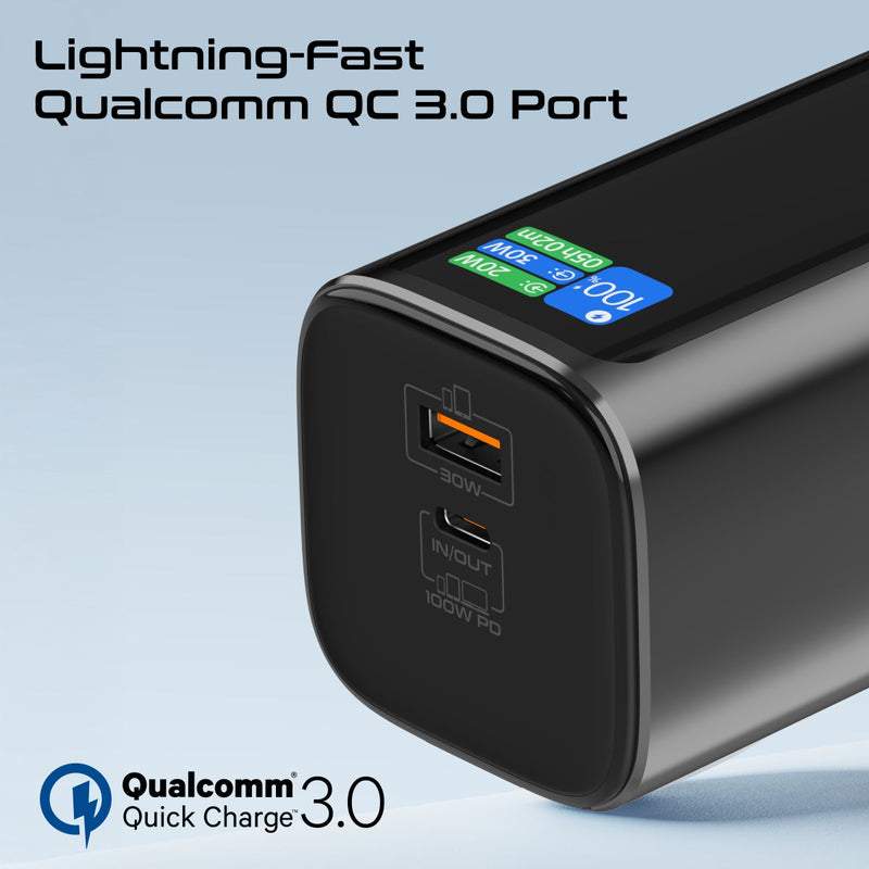 Ultra Compact 130W Multi-Port Power Bank with Retractable USB-C Cable & TFT LCD Screen