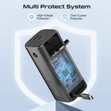 Ultra Compact 130W Multi-Port Power Bank with Retractable USB-C Cable & TFT LCD Screen