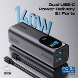 Ultra-Compact 160W Multi-Port PD 3.1 Power Bank with TFT LCD Screen