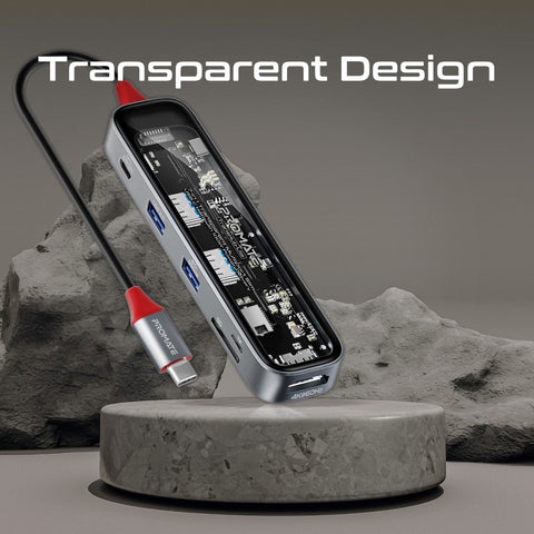 7-in 1 Transparent Multiport Slim USB-C Hub with 100W Power Delivery