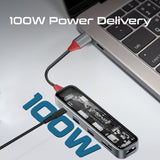 7-in 1 Transparent Multiport Slim USB-C Hub with 100W Power Delivery
