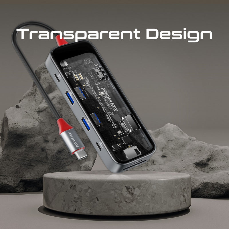 8-in 1 Transparent Ultra-Fast Multiport USB-C Hub with 100W Power Delivery