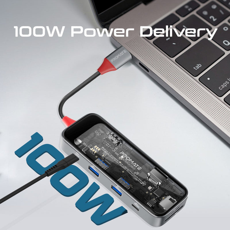 8-in 1 Transparent Ultra-Fast Multiport USB-C Hub with 100W Power Delivery