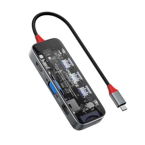 10-in-1 Transparent Multiport USB-C Hub with 100W Power Delivery