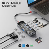 10-in-1 Transparent Multiport USB-C Hub with 100W Power Delivery