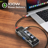 10-in-1 Transparent Multiport USB-C Hub with 100W Power Delivery