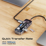10-in-1 Transparent Multiport USB-C Hub with 100W Power Delivery