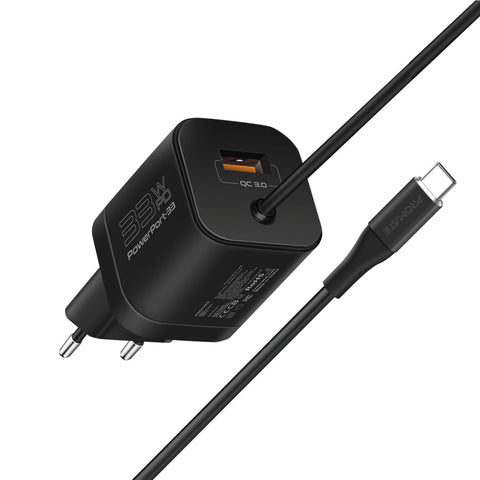 33W Super Speed Wall Charger with Quick Charge 3.0 & USB-C Power Delivery