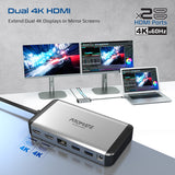 13-in-1 MacBook Docking station with 150W Power Adapter & 4K@60Hz MST Dual Display