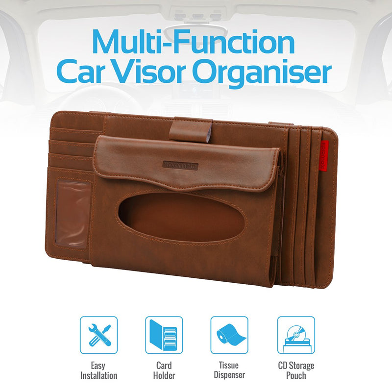 Sun Visor CD Organiser Storage Wallet Sleeve Holder PU Leather Car