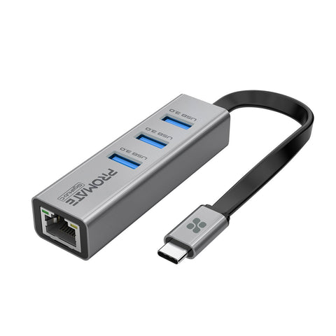Multi-Port USB-C Hub with Ethernet Adapter (USB 3.0 Ports, 5Gbps Sync, 1000Mbps Ethernet as icons)