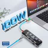 10-in-1 Transparent Ultra-Fast Multiport USB-C Hub with 100W Power Delivery